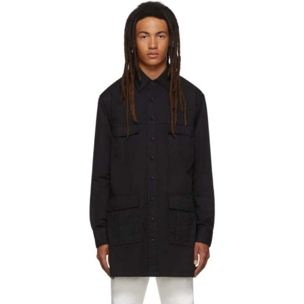 Random Identities Saharienne Shirt Jacket US XS Mens Black Pockets $275